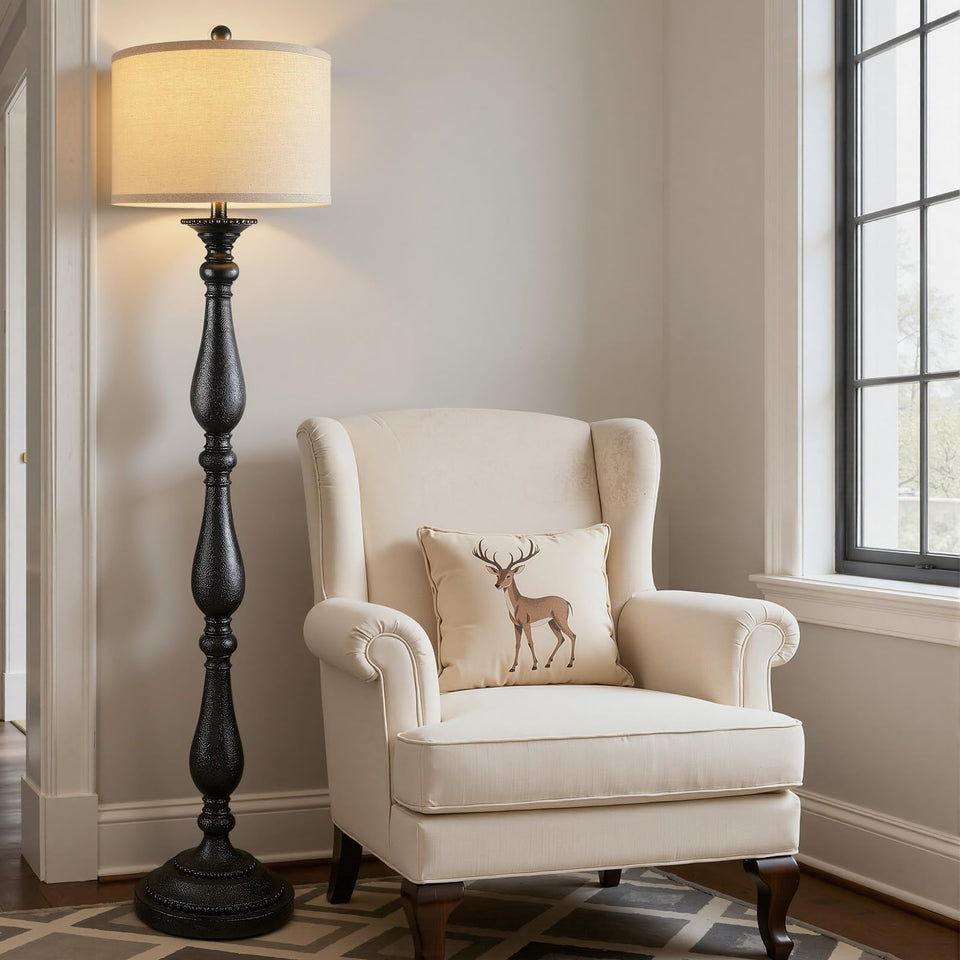 PARTPHONER Vintage Floor Lamp base detail shows sturdy resin for reliable stability