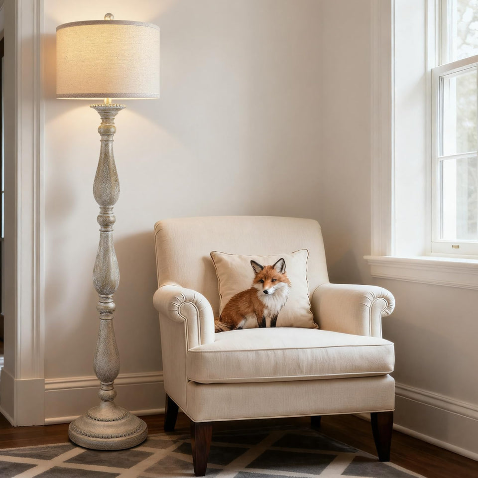 PARTPHONER vintage floor lamp base emphasizes sturdy resin construction for stable placement.