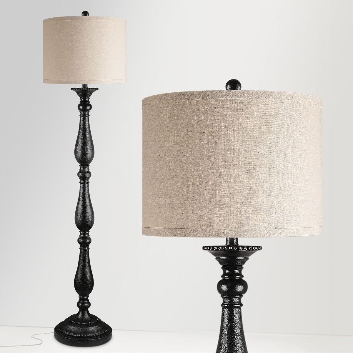 PARTPHONER Vintage Floor Lamp resin body finish adds classic farmhouse charm