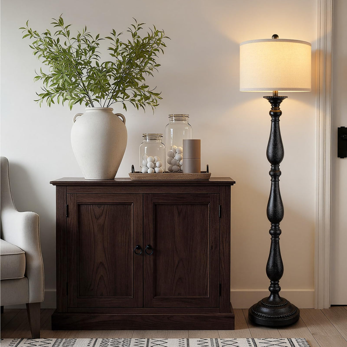 PARTPHONER Vintage Floor Lamp rotary switch provides simple on/off control
