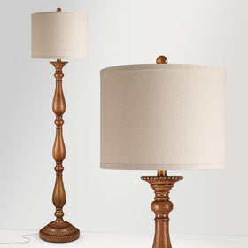 PARTPHONER Vintage Floor Lamp wood grain finish adds rustic charm to bedrooms
