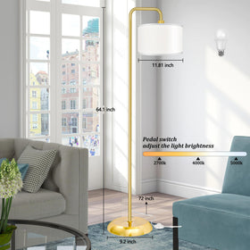 PARTPHONER white linen shade and gold pole offering soft glow