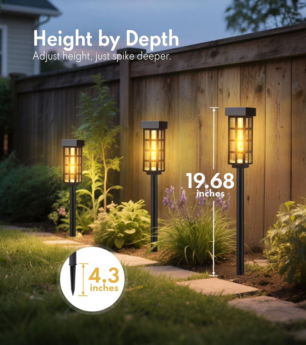 PASAMIC solar pathway light 24-inch height improving visibility across driveways