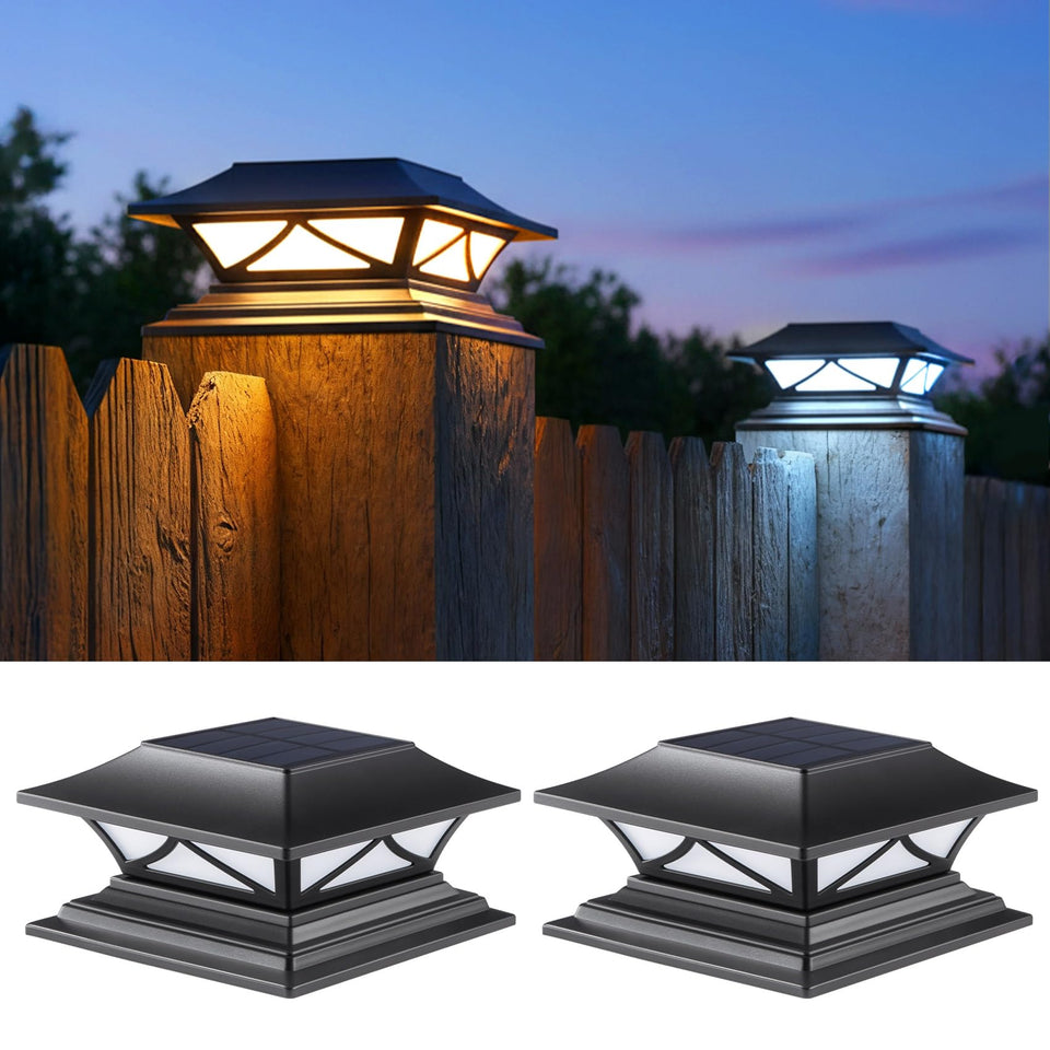 PASAMIC solar post cap light on a 4x4 post delivering warm mode ambiance