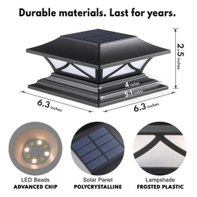 PASAMIC solar post cap light on a 6x6 post adds sturdy outdoor lighting