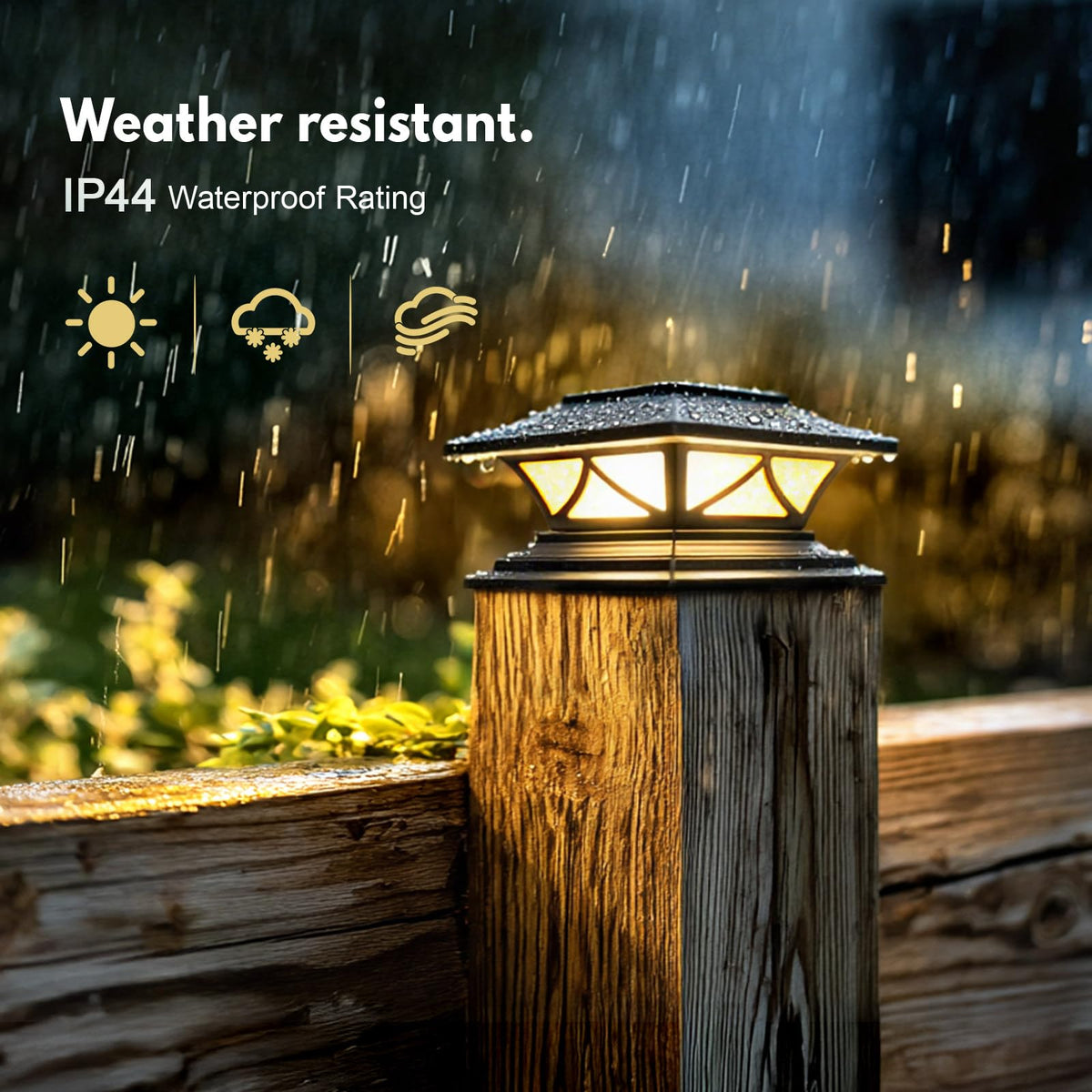 PASAMIC IP44 weatherproof post cap light withstands rain and seasonal changes
