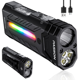PASIION EDC flashlight front view showing compact form and 3250-lumen brightness for quick tasks
