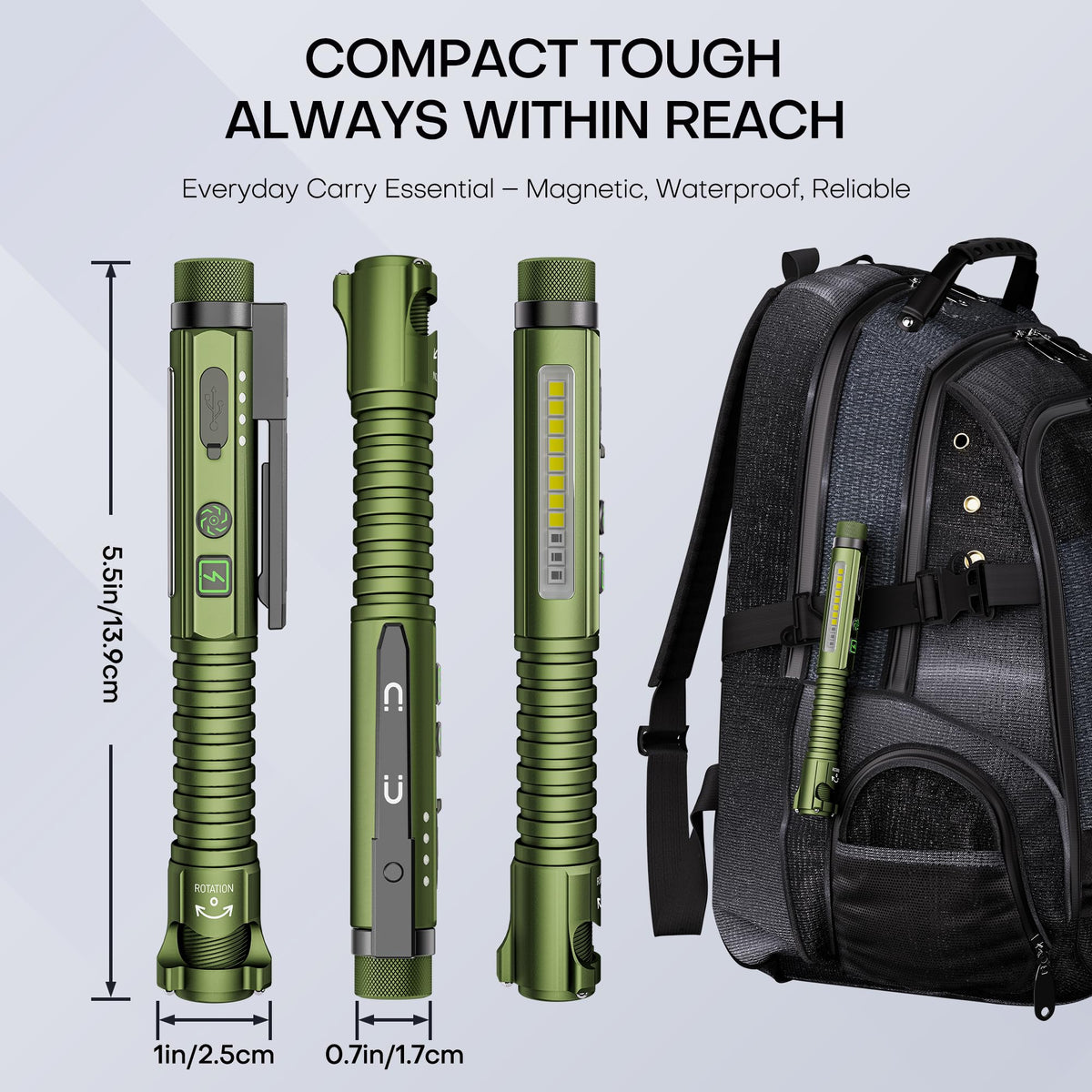 PASIION EDC flashlight three-switch design for quick access to lights
