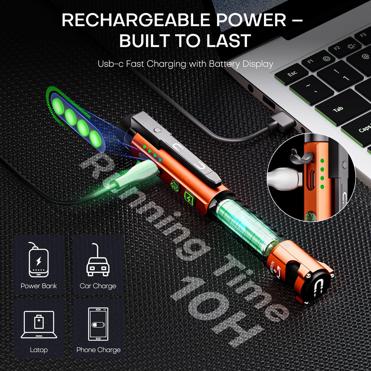 PASIION EDC flashlight USB-C rechargeable for quick power top-ups