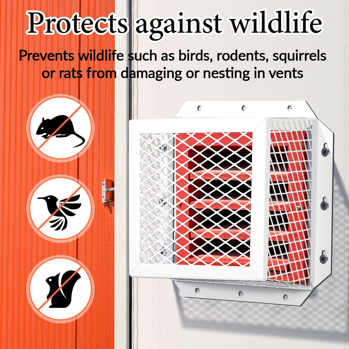 Pasimy hooded exhaust vent cover protects kitchen and bathroom vents from debris.