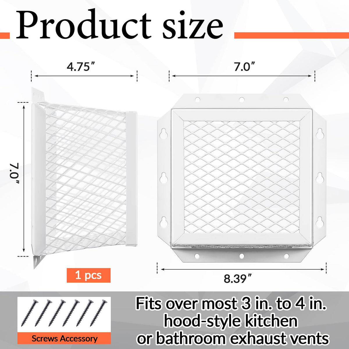 Pasimy white stainless steel vent cover fits hooded exhaust vents for versatility.
