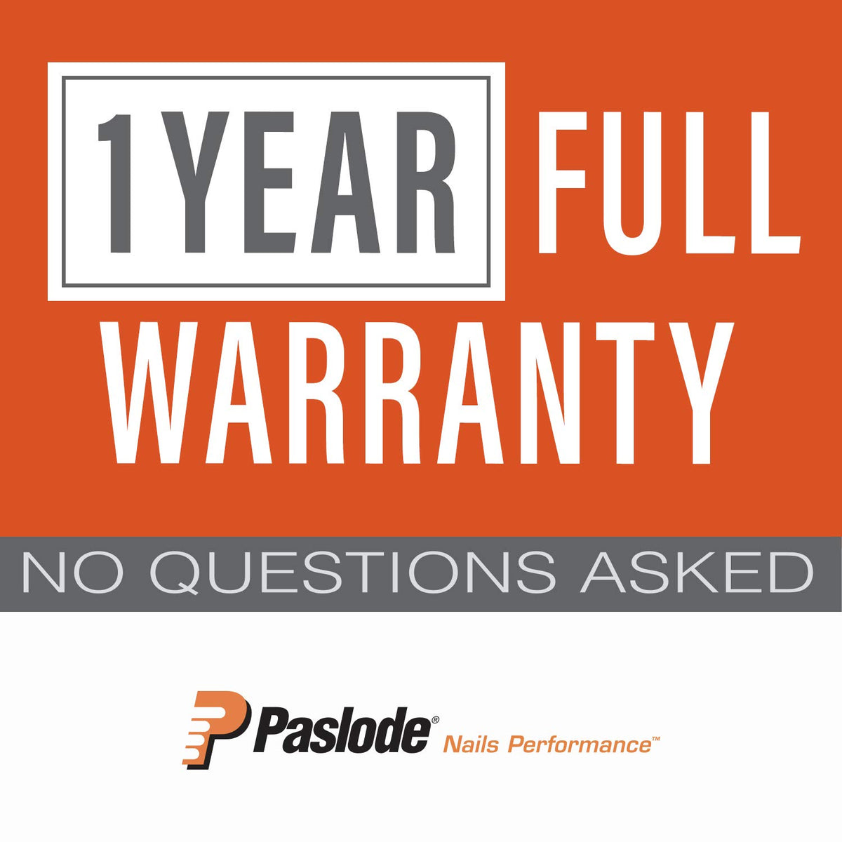 Universal compatibility badge indicates use across Paslode cordless finish and brad nailers.