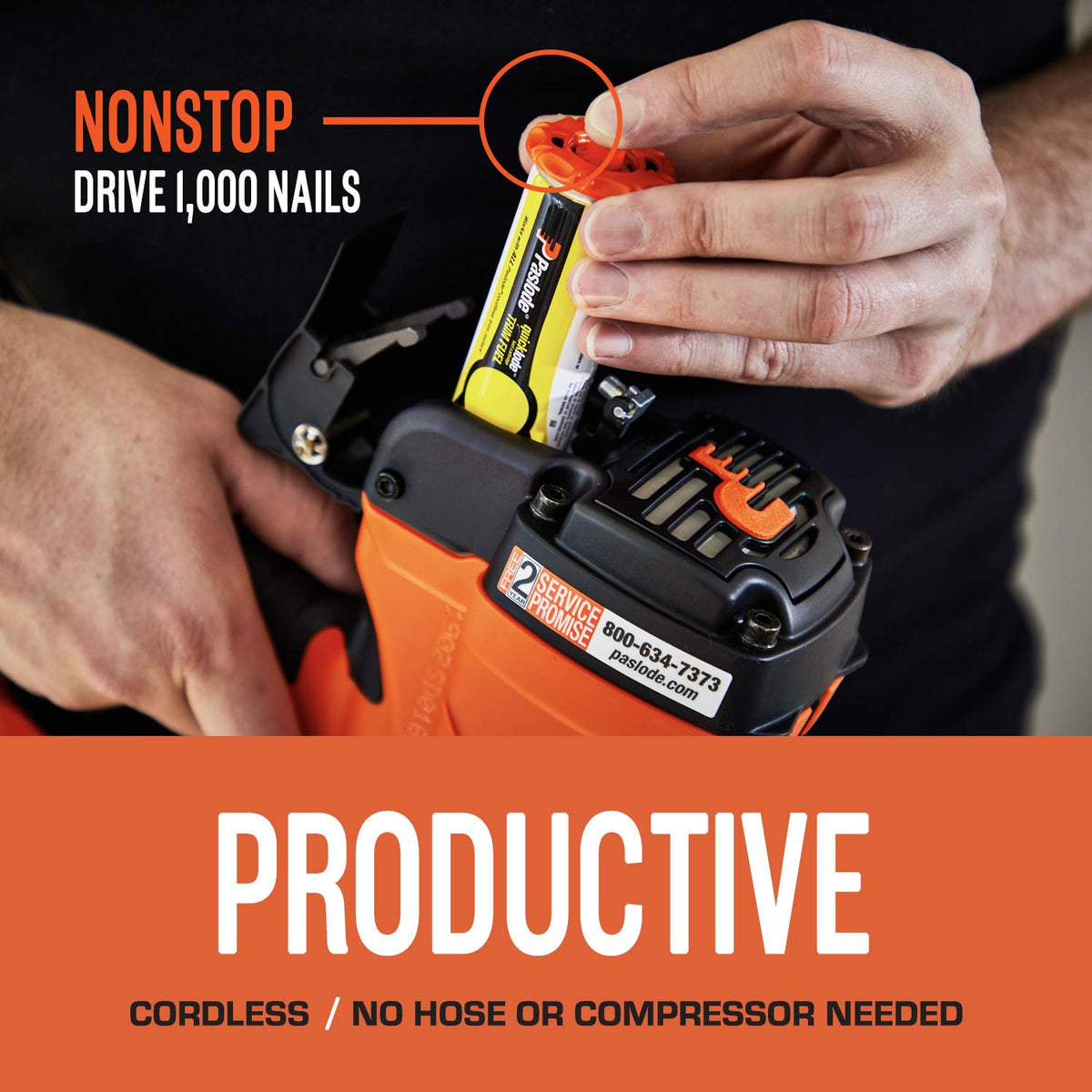 High-precision fuel dose supports reliable nail drive performance.