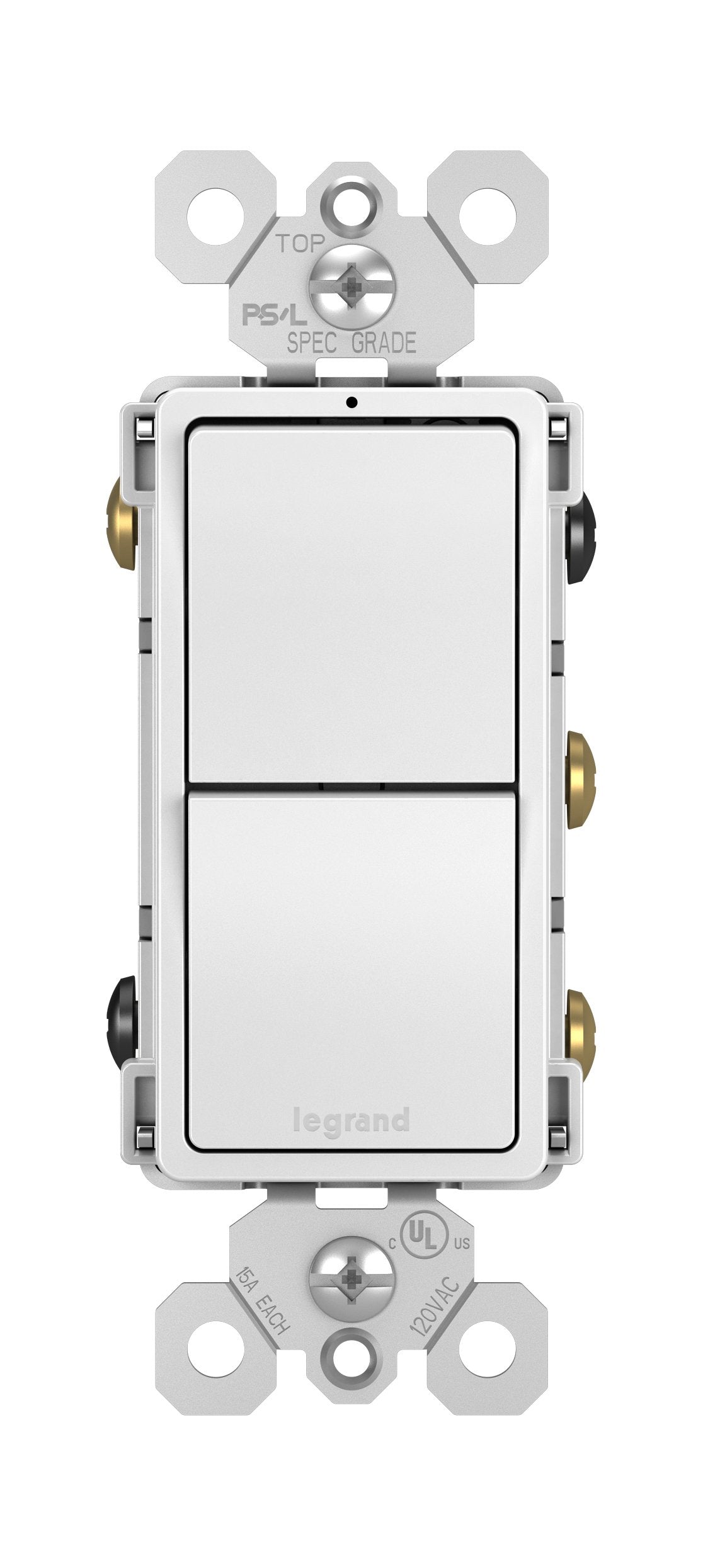 Pass & Seymour Radiant 2-in-1 decorator switch front view for versatile control.