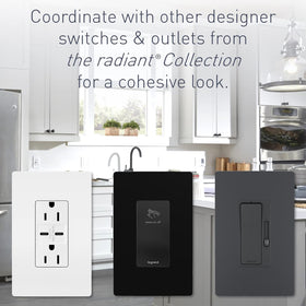 Pass & Seymour Radiant 3-way compatible outlet for easy upgrades.