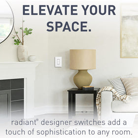 Pass & Seymour Radiant white face plate close-up shows clean aesthetics.