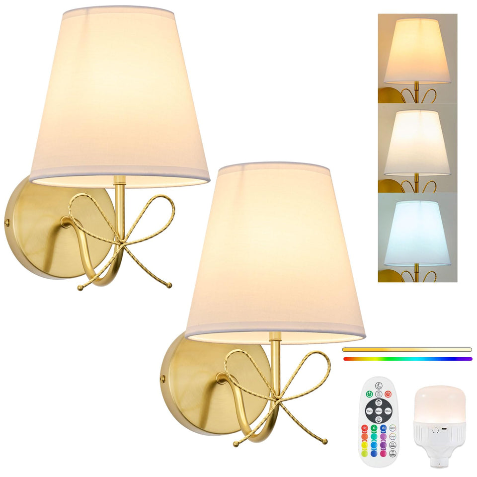 PASSICA DECOR Bow wall sconce set provides ambient wireless lighting for cozy spaces.