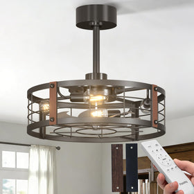 Passky 20-Inch farmhouse caged fandelier in a cozy living area