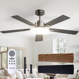 Passky 52-inch ceiling fan with light and remote in a modern living room for easy comfort.