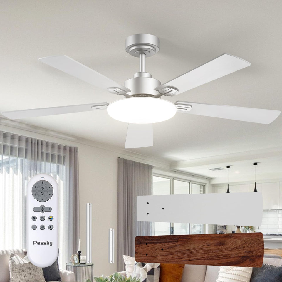 Passky 52-inch ceiling fan with light for cool, energy-efficient comfort.