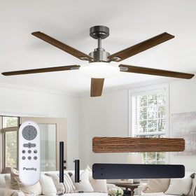 Passky 60-inch ceiling fan with remote and light for large living spaces