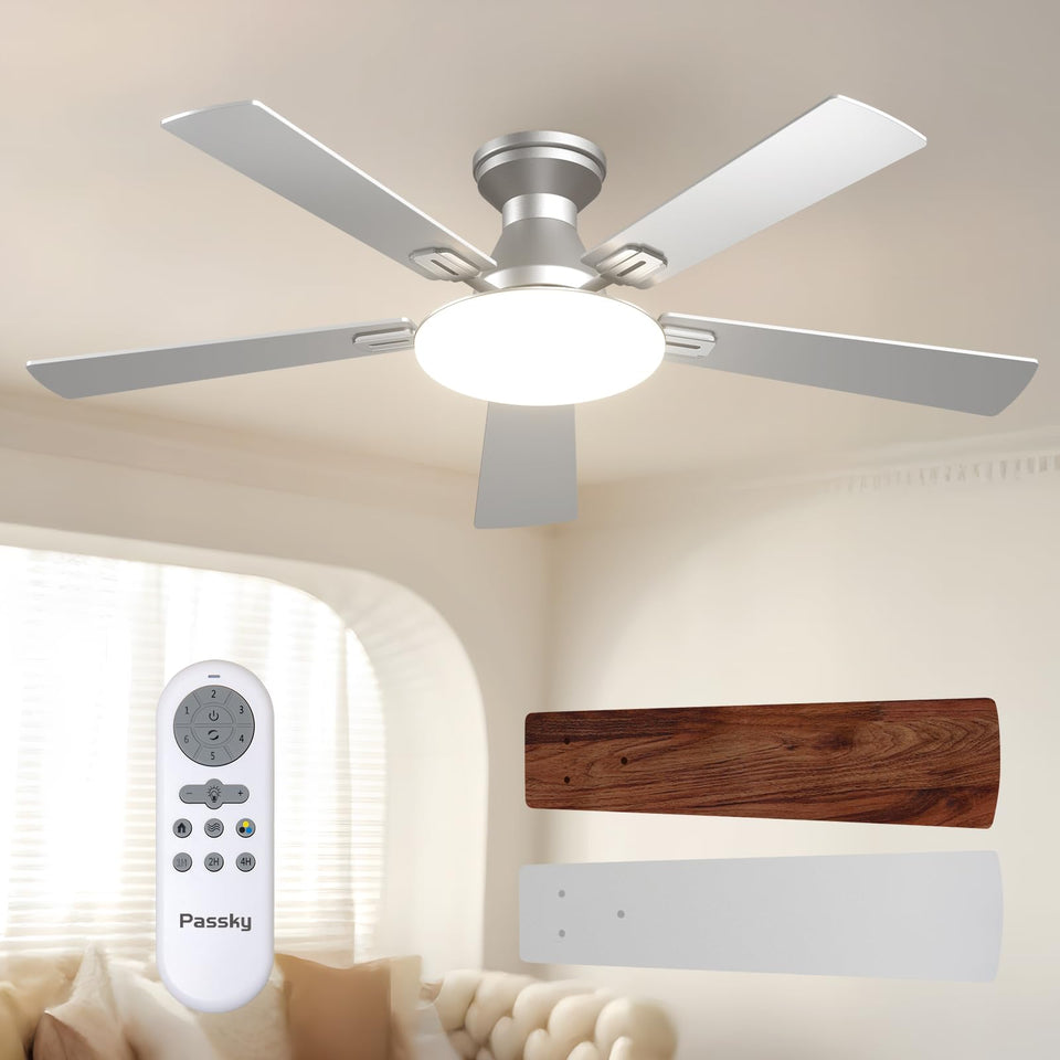 Passky ceiling fan with remote and light for effortless cooling and convenient control.