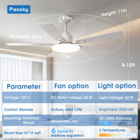 Passky dimmable light from 10% to 100% for flexible illumination.