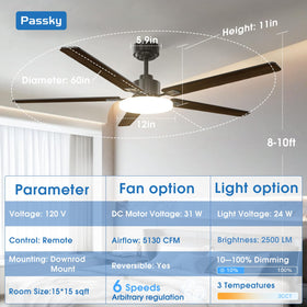 Passky dimmable light with 3 color temps for flexible ambiance