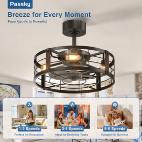 Passky downrod mount fan installed in a modern ceiling