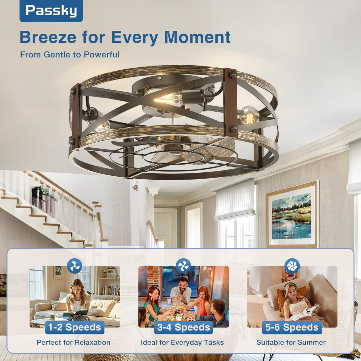 Passky four E26 sockets for customizable lighting options.