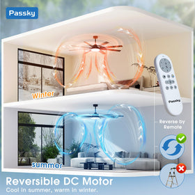 Passky indoor-outdoor ceiling fan suited for covered patios and rooms