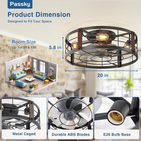 Passky industrial black cage fan adds stylish cooling to living areas.