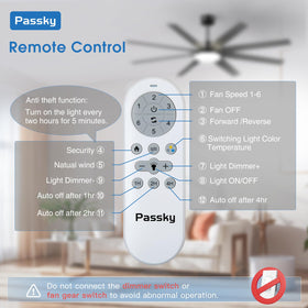 Passky memory function recalls last fan and light settings