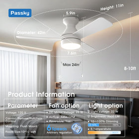 Passky pull-chain ceiling fan offers simple backup control in dim rooms