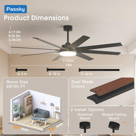 Passky quiet ceiling fan quietly cools bedrooms and living spaces