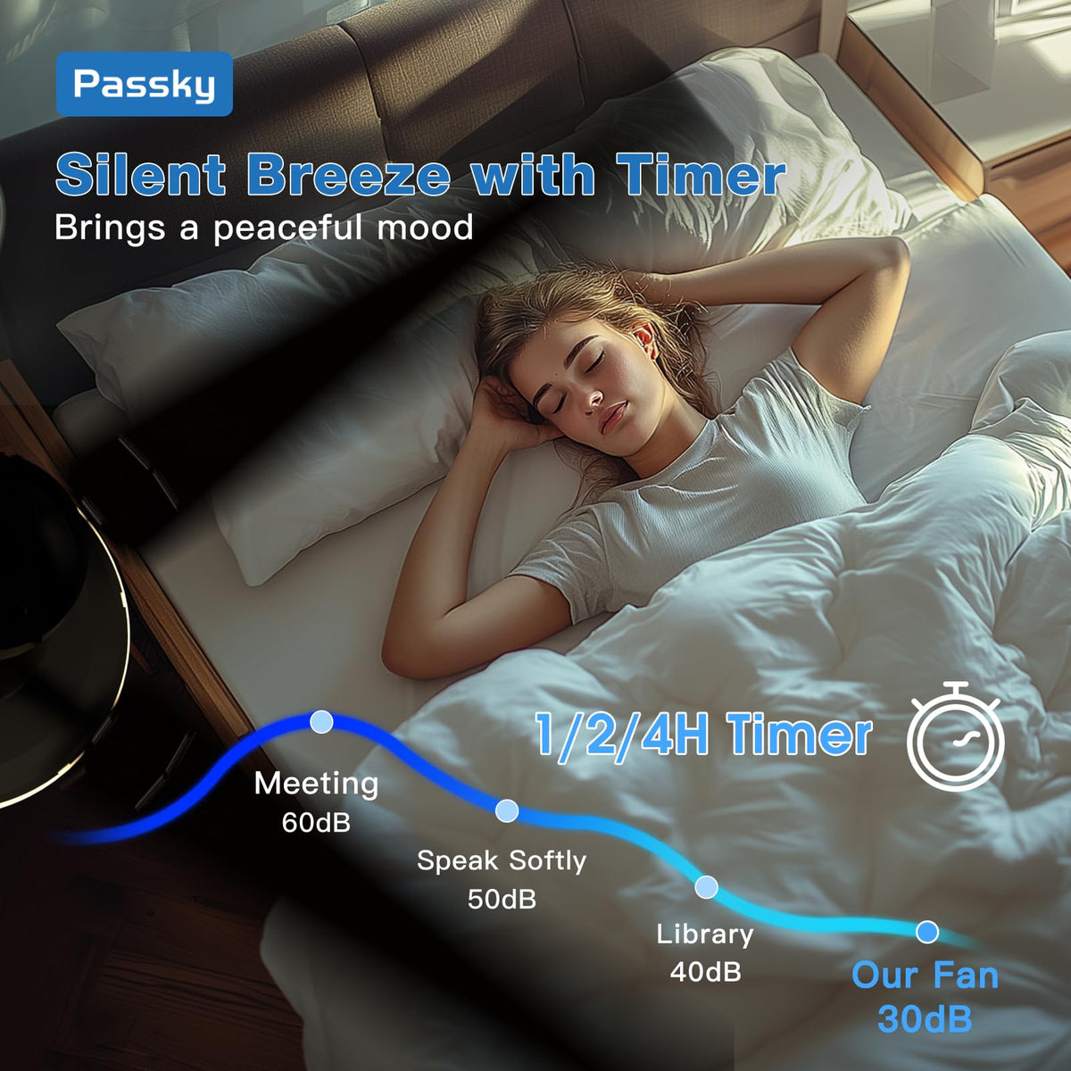 Passky quiet operation supports peaceful bedrooms and nurseries.