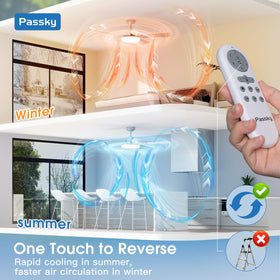 Passky silver and wood blade dual-color design complements modern interiors.