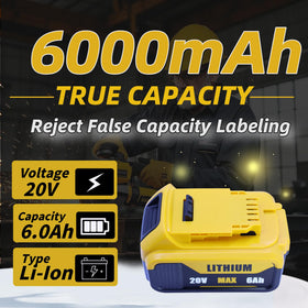 Passnag 6000mAh replacement battery for DeWalt 20V MAX DCB200 series