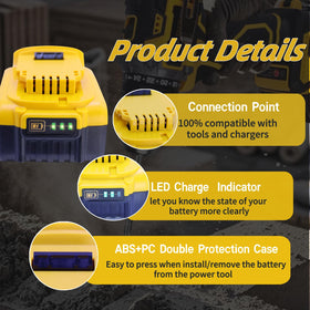 Passnag 6000mAh battery suitable for DeWalt DCB204 and DCB206 tools