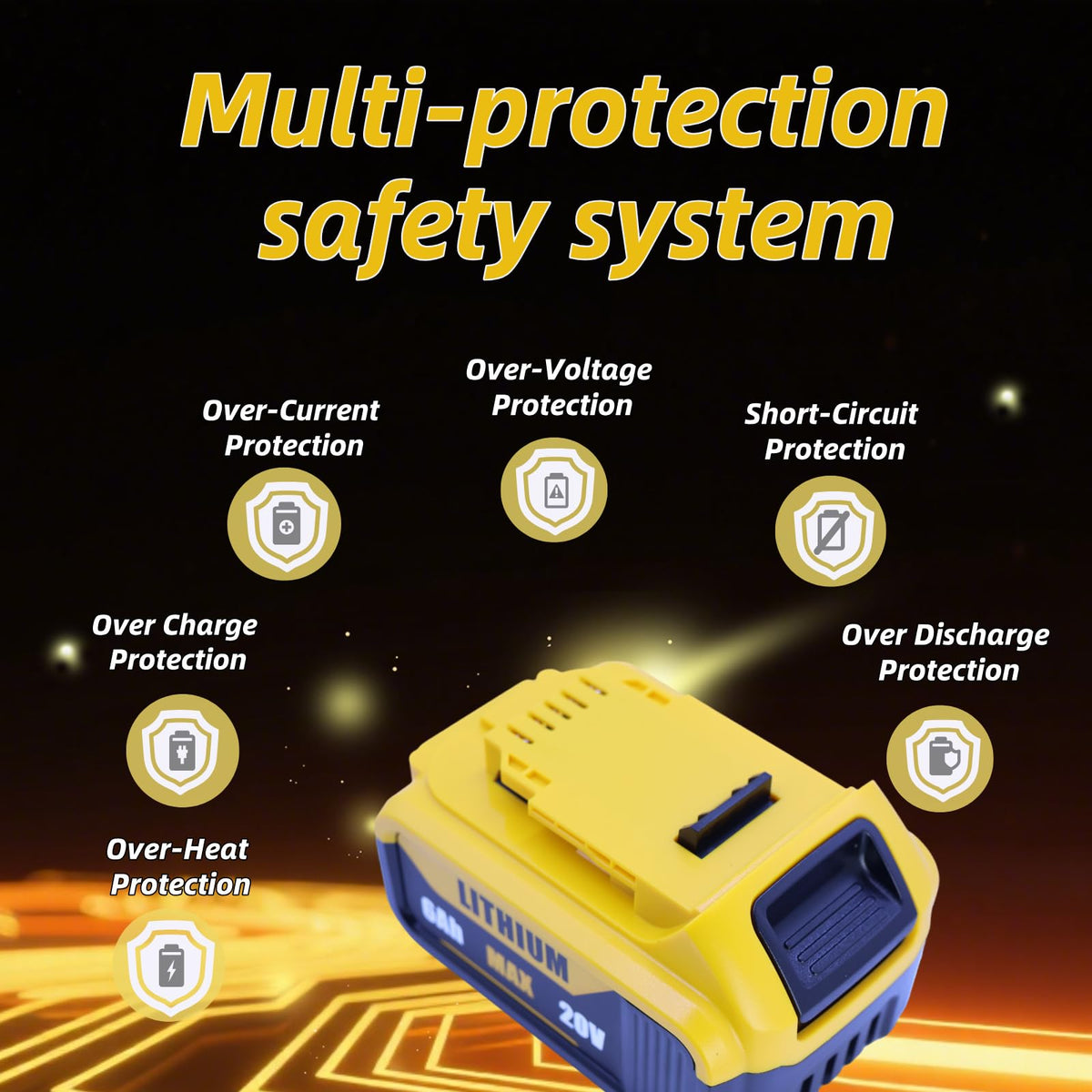 Passnag replacement battery for DeWalt DCB206 and DCB207 with safety emphasis