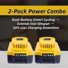 Passnag 2-pack power battery for DeWalt 20V MAX with extended run time