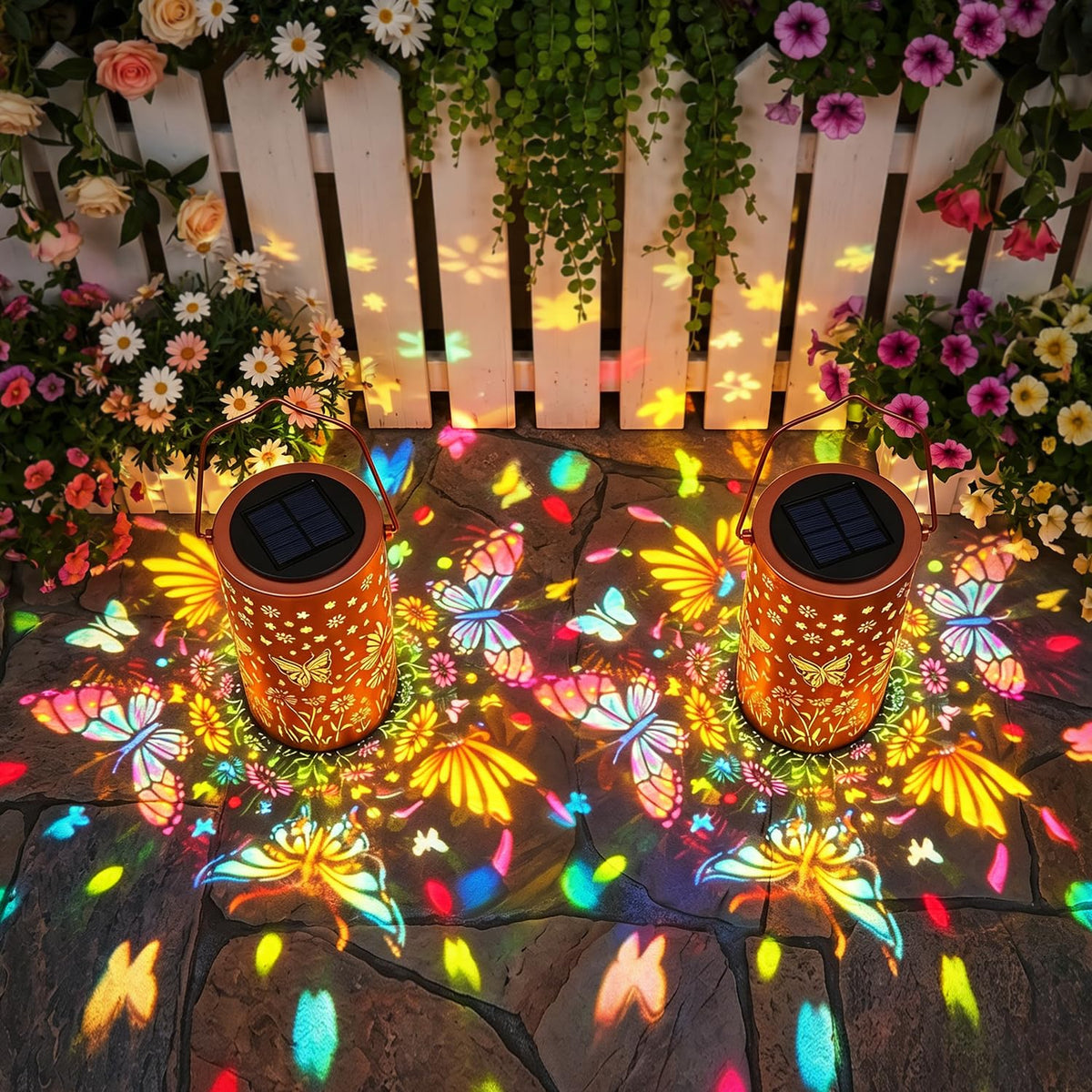 PASUTO colorful butterfly solar lantern ground lights add festive mood along paths