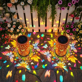 PASUTO colorful butterfly solar lantern ground lights add festive mood along paths