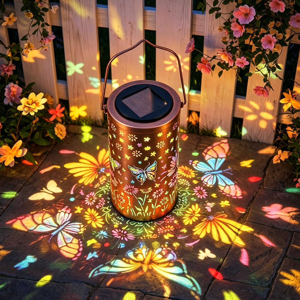 PASUTO colorful butterfly solar lantern hanging casts multicolor glow for garden evenings