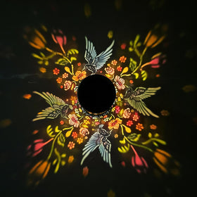 PASUTO hummingbird floral pattern table-hanging lantern adds cheerful mood to patios.