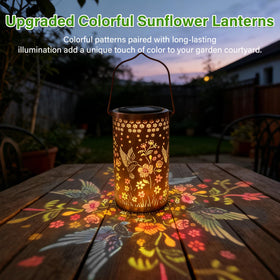 PASUTO multicolor glow garden lantern creates vibrant ambiance without cords.