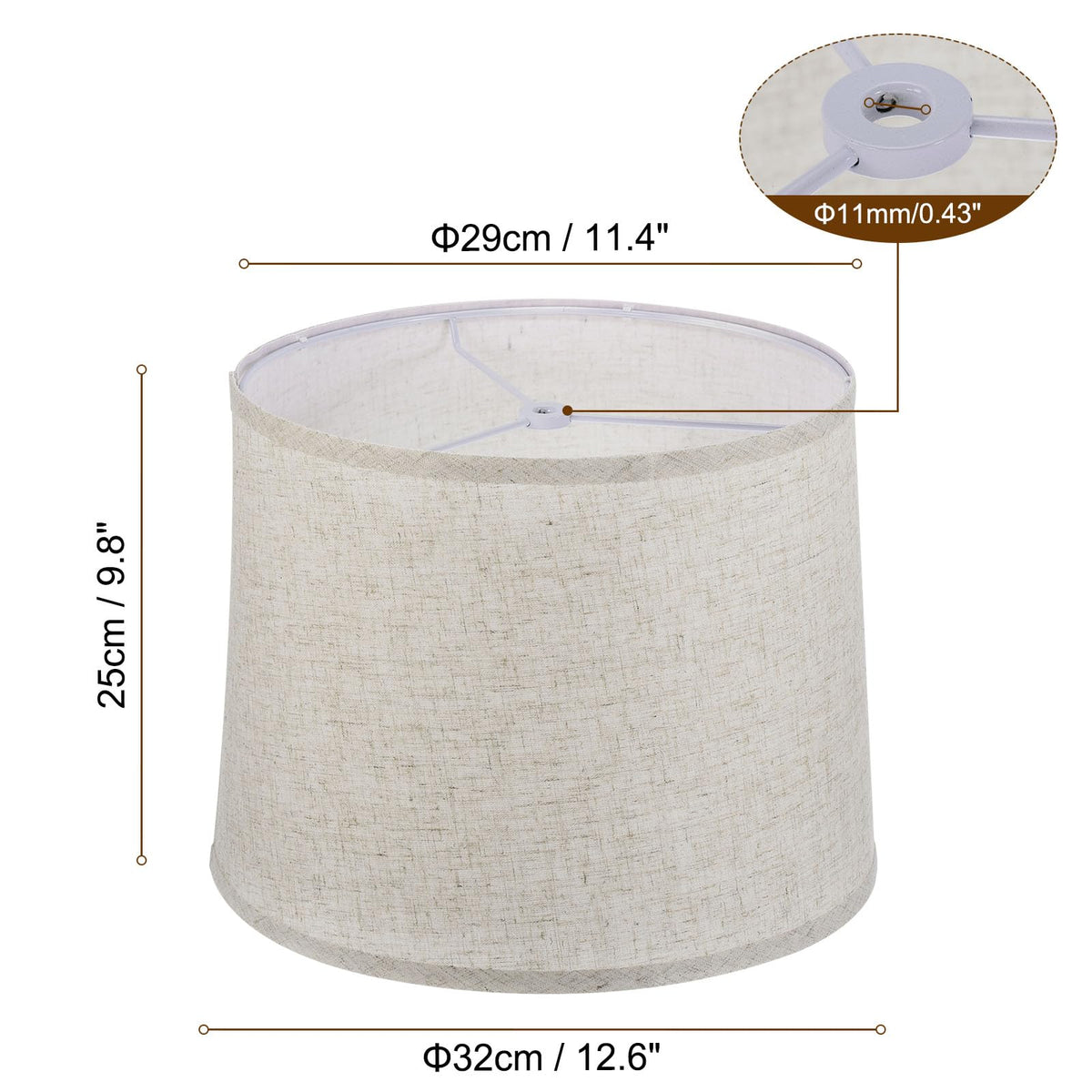 PATIKIL beige linen drum lamp shade bottom diameter in use on floor lamps, delivers soft glow