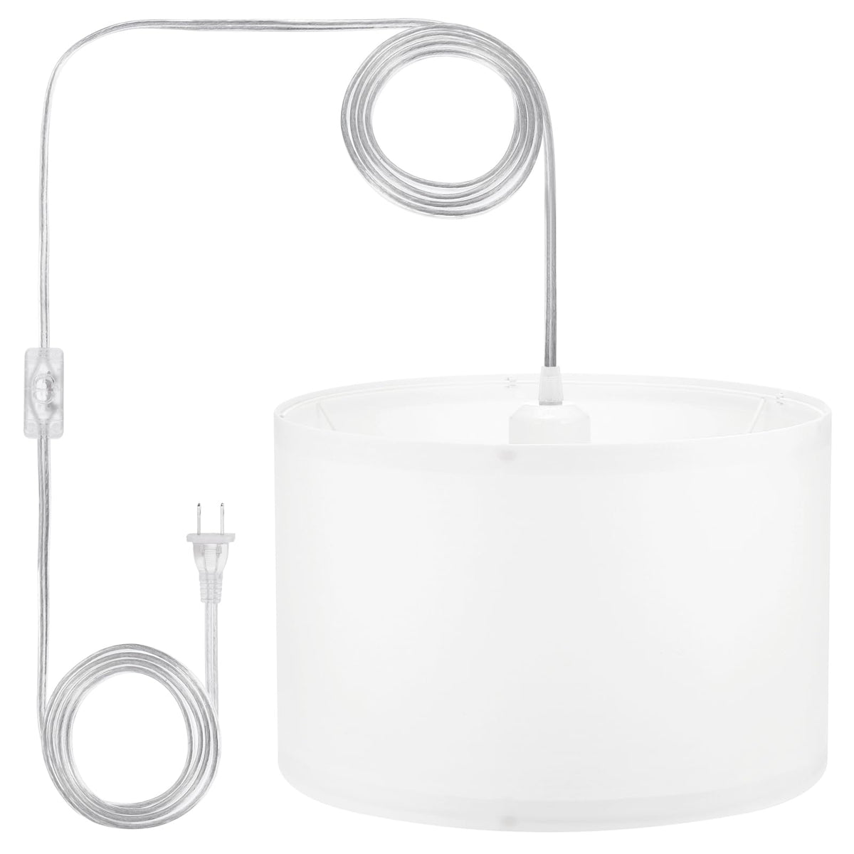 PATIKIL plug-in pendant light with long cord for customizable ceiling height in living rooms.