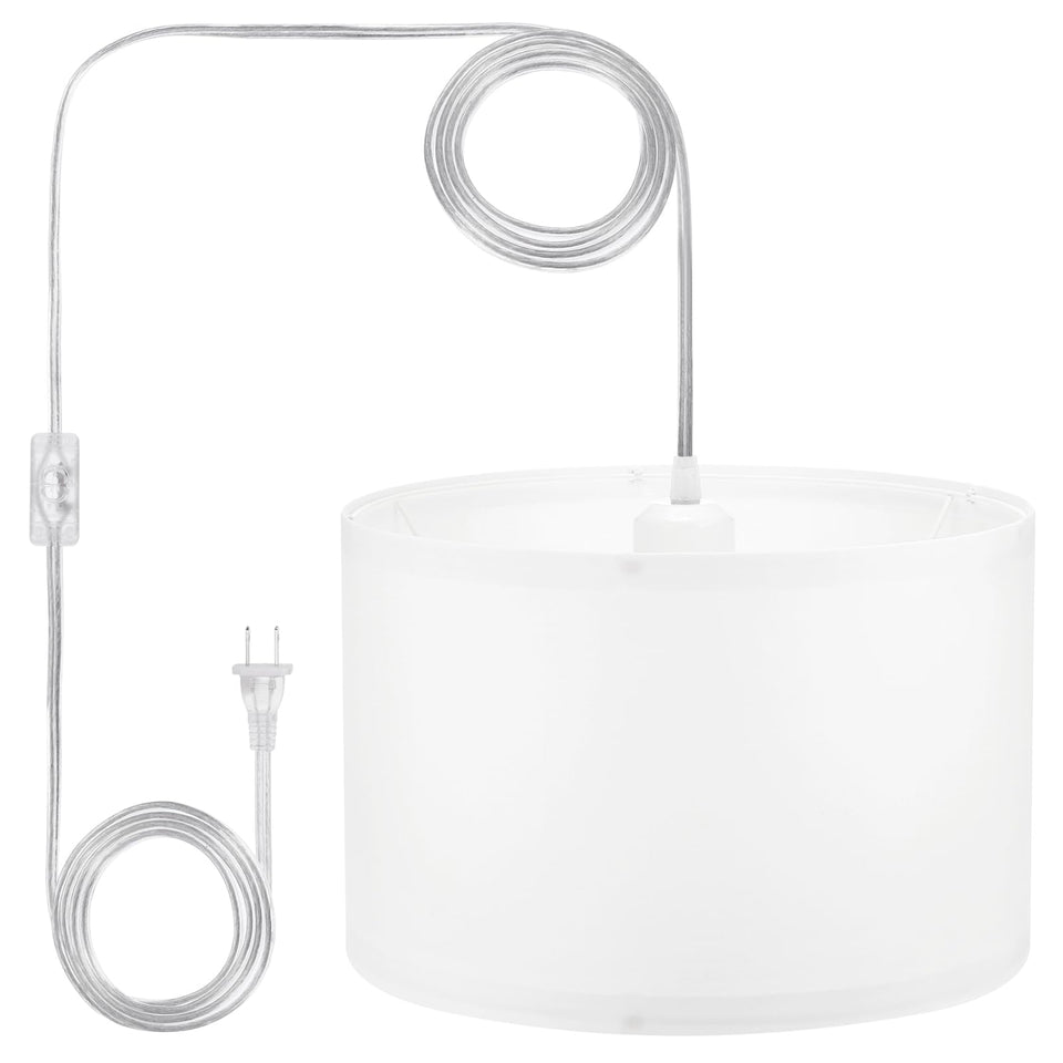 PATIKIL plug-in pendant light with long cord for customizable ceiling height in living rooms.