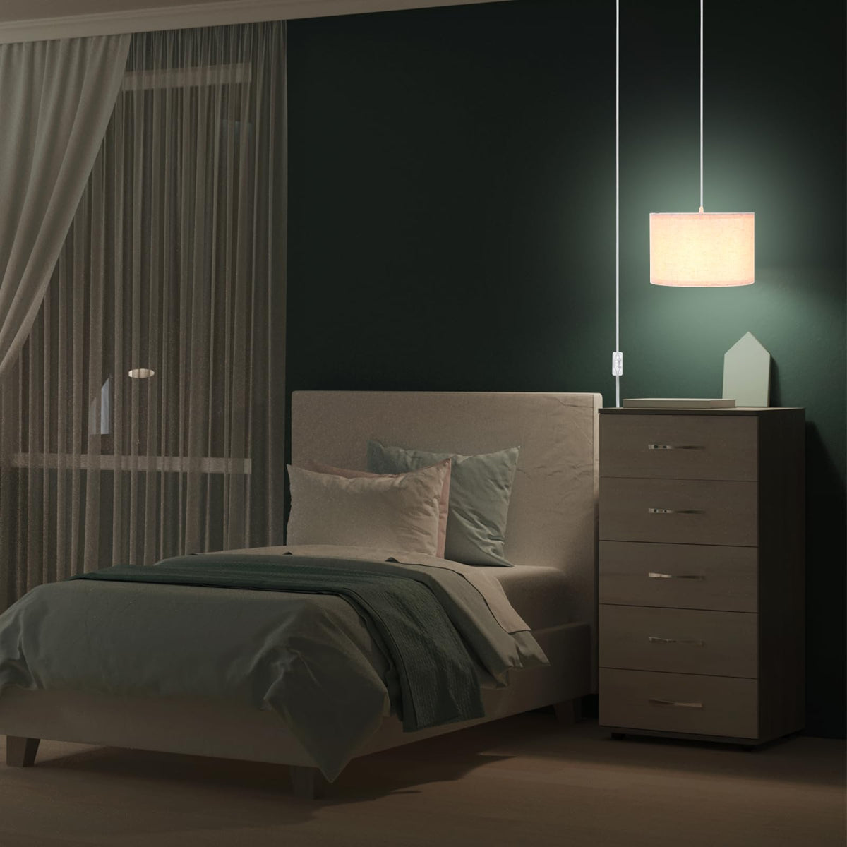 PATIKIL 15ft cord pendant provides adjustable height for layered lighting in living spaces.